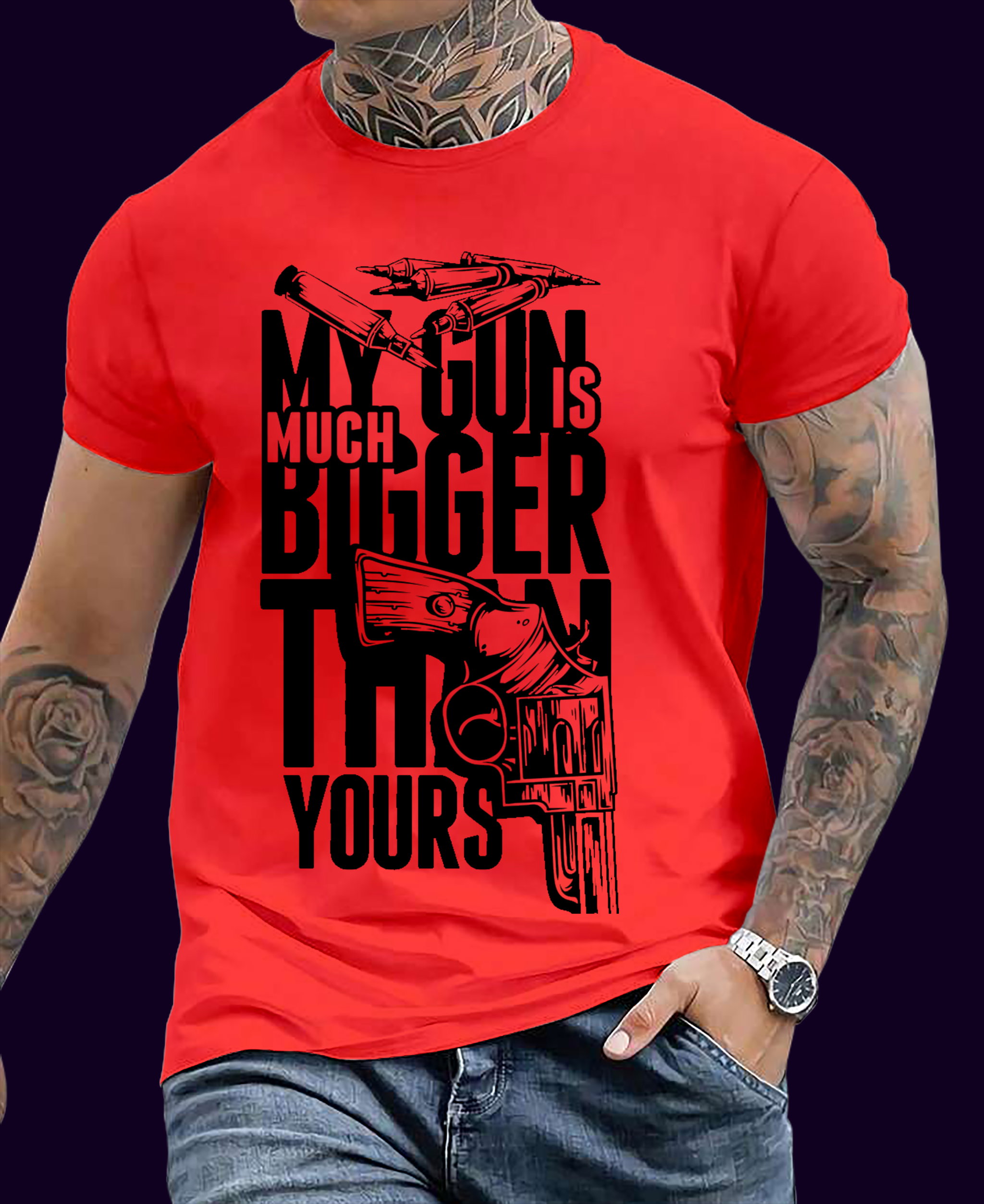 🔥 Locked & Loaded – “My Gun Is Bigger” Bold Graphic Tee for Alpha Energy_7
