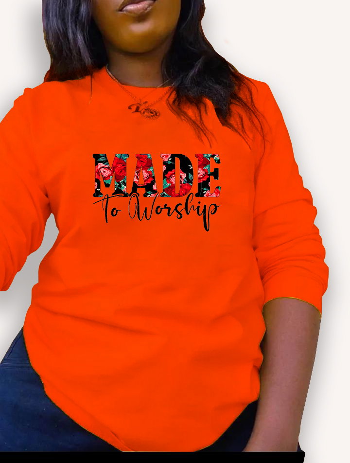 🌟“Made to Worship – Faith-Inspired Floral Sweatshirt for Bold Believers”_1