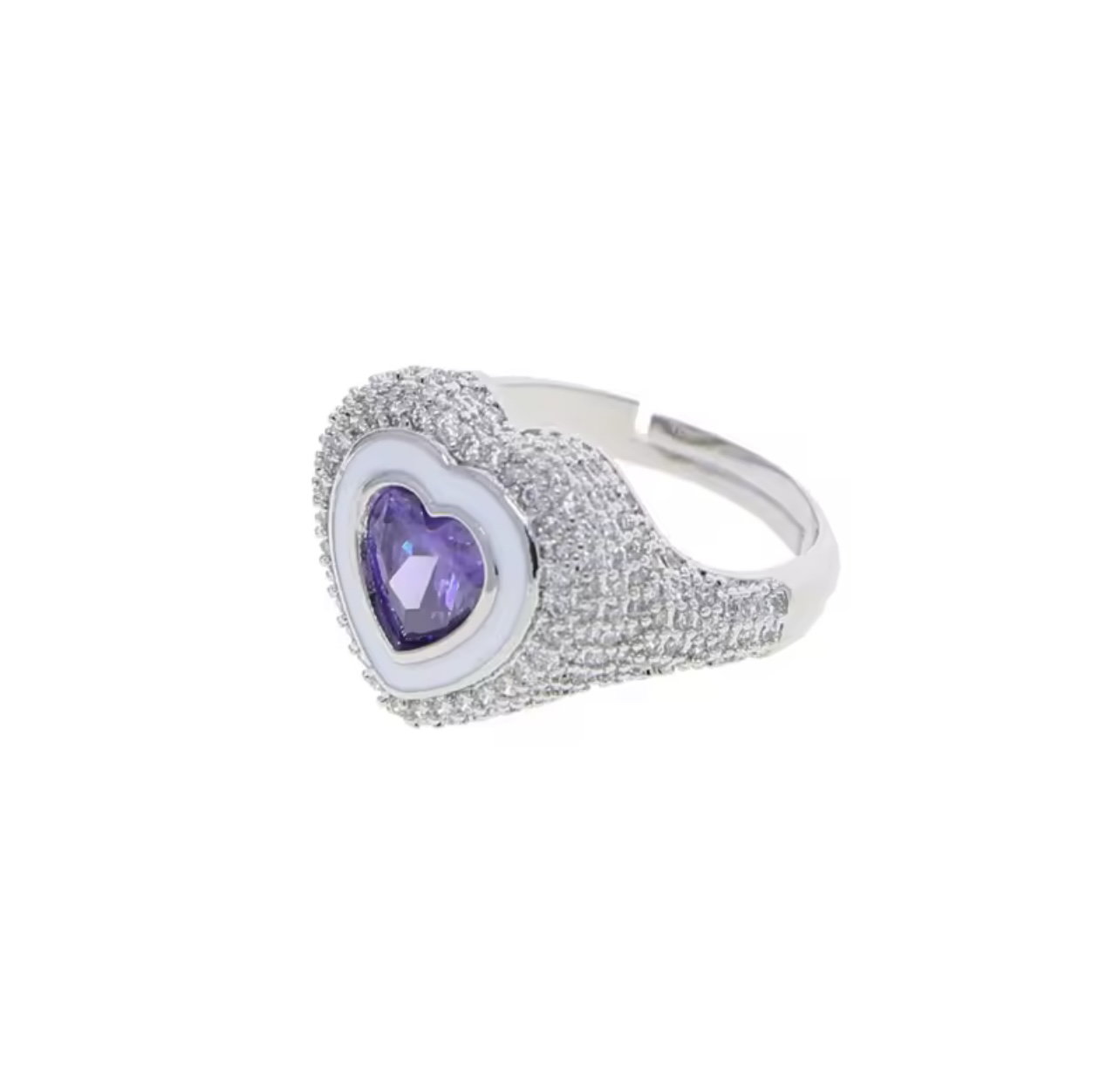 Purple chunky heart ring _0