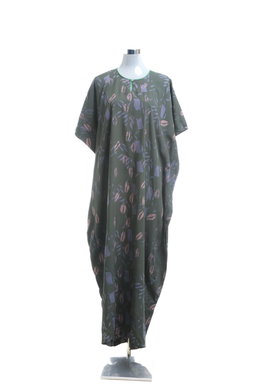 KAFTAN ABSTRACT SHORT SLEEVE  : DARK GREEN