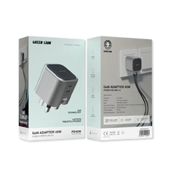 Green Lion GaN Adapter 45W 2 USB-C Ports PD 3.0 - Gray