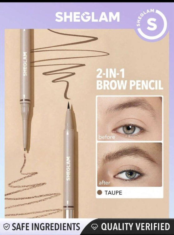 SHEGLAM 2 IN 1 BROW PENCIL TAUPE شيكلام قلم حاجب 2 في 1 درجة تاوبي