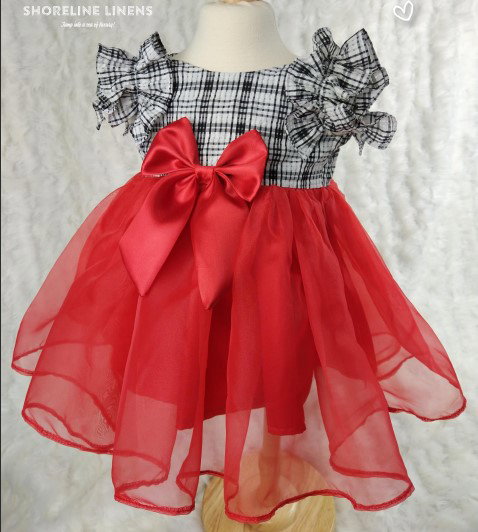 DARLINGS RED AND BLACK PLAID FORMAL DRESS