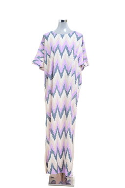 KAFTAN ZIGZAG WITH DIAMANTE CRYSTAL 3/4 SLEEVE  : LILAC CREAM