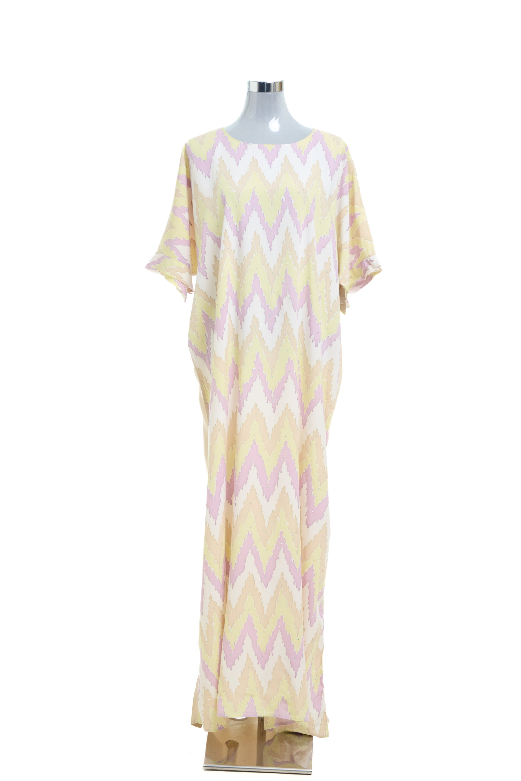 KAFTAN ZIGZAG WITH DIAMANTE CRYSTAL 3/4 SLEEVE  : LIME GREEN_1