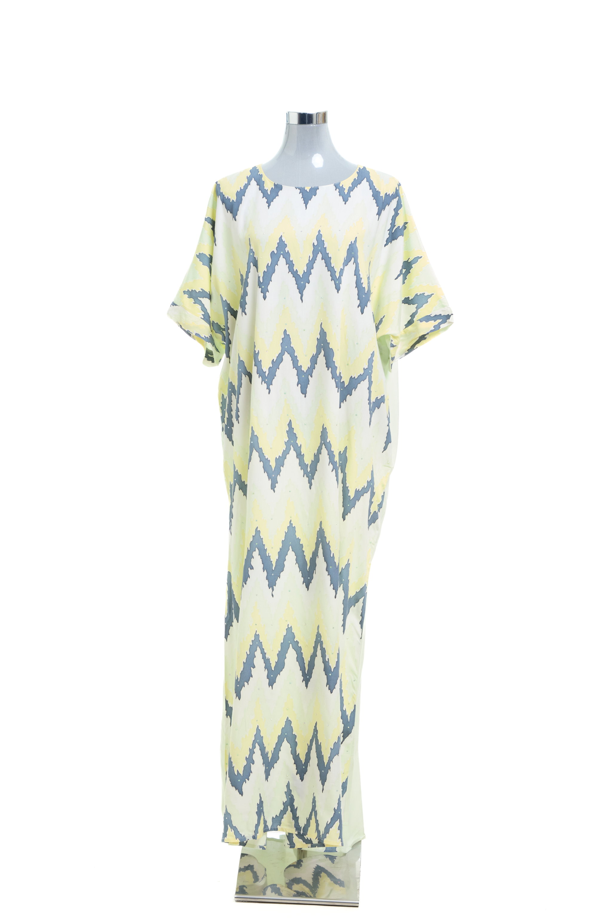 KAFTAN ZIGZAG WITH DIAMANTE CRYSTAL 3/4 SLEEVE  : YELLOW_1