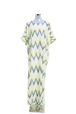 KAFTAN ZIGZAG WITH DIAMANTE CRYSTAL 3/4 SLEEVE  : YELLOW