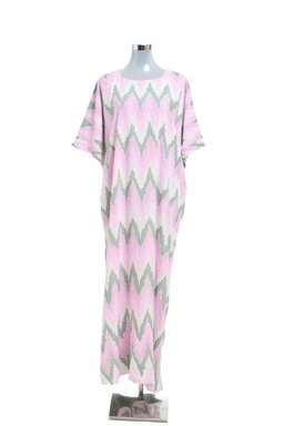 KAFTAN ZIGZAG WITH DIAMANTE CRYSTAL 3/4 SLEEVE  : PINK