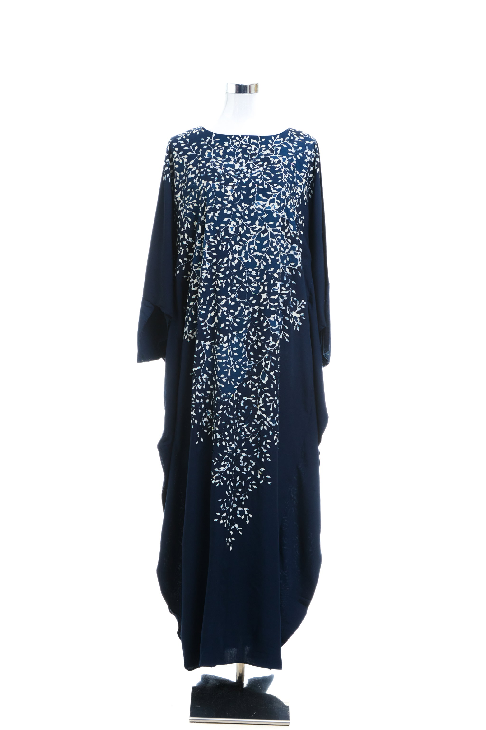 KAFTAN ABAYA WITH DIAMANTE CRYSTAL LONG BATWING SLEEVE  : NAVY BLUE_1