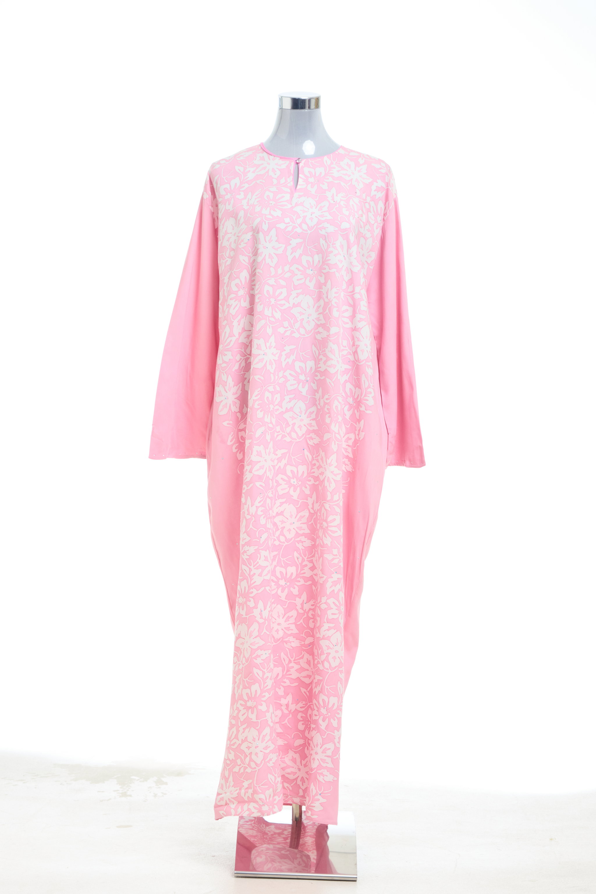 KAFTAN BATIK KLASIK WITH DIAMANTE CRYSTAL LONG SLEEVE  : DUSTY PINK_1