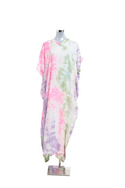 KAFTAN TIE DYE SHORT SLEEVE  : WHITE PINK