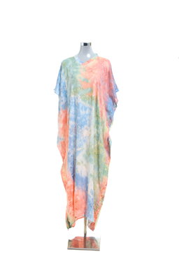 KAFTAN TIE DYE SHORT SLEEVE  : GREEN PEACH