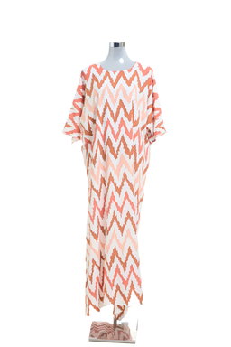 KAFTAN ZIGZAG 3/4 SLEEVE  : BROWN PEACH