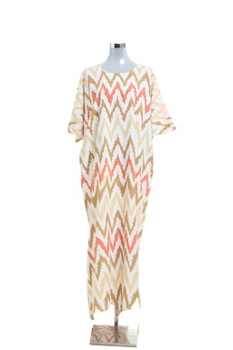 KAFTAN ZIGZAG 3/4 SLEEVE  : BROWN BRICK