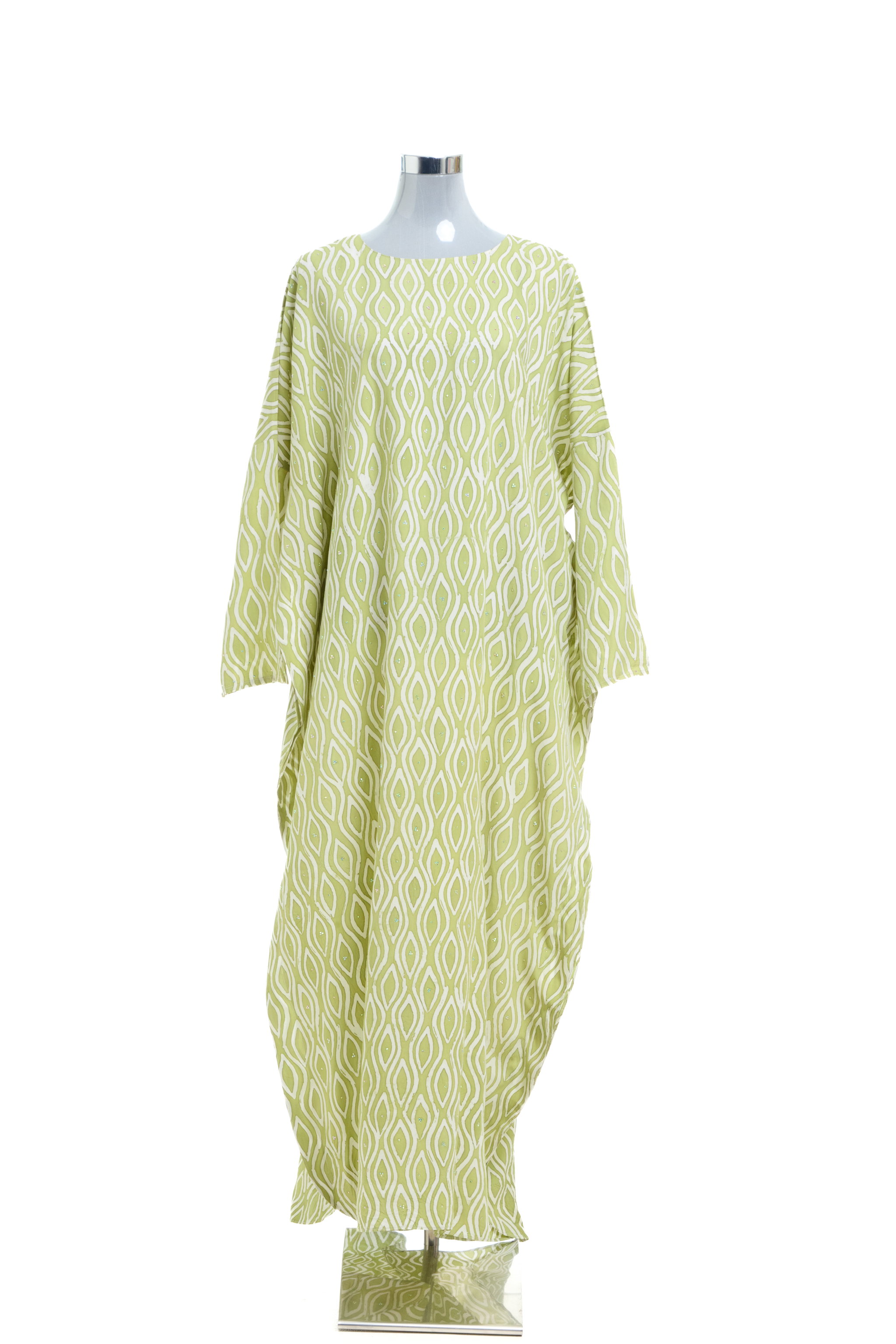 KAFTAN ABAYA DAUN WITH DIAMANTE CRYSTAL LONG SLEEVE  : LIGHT GREEN_1