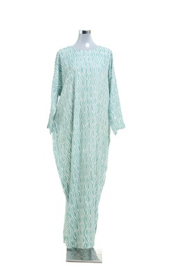KAFTAN ABAYA DAUN WITH DIAMANTE CRYSTAL LONG SLEEVE  : TEAL GREEN
