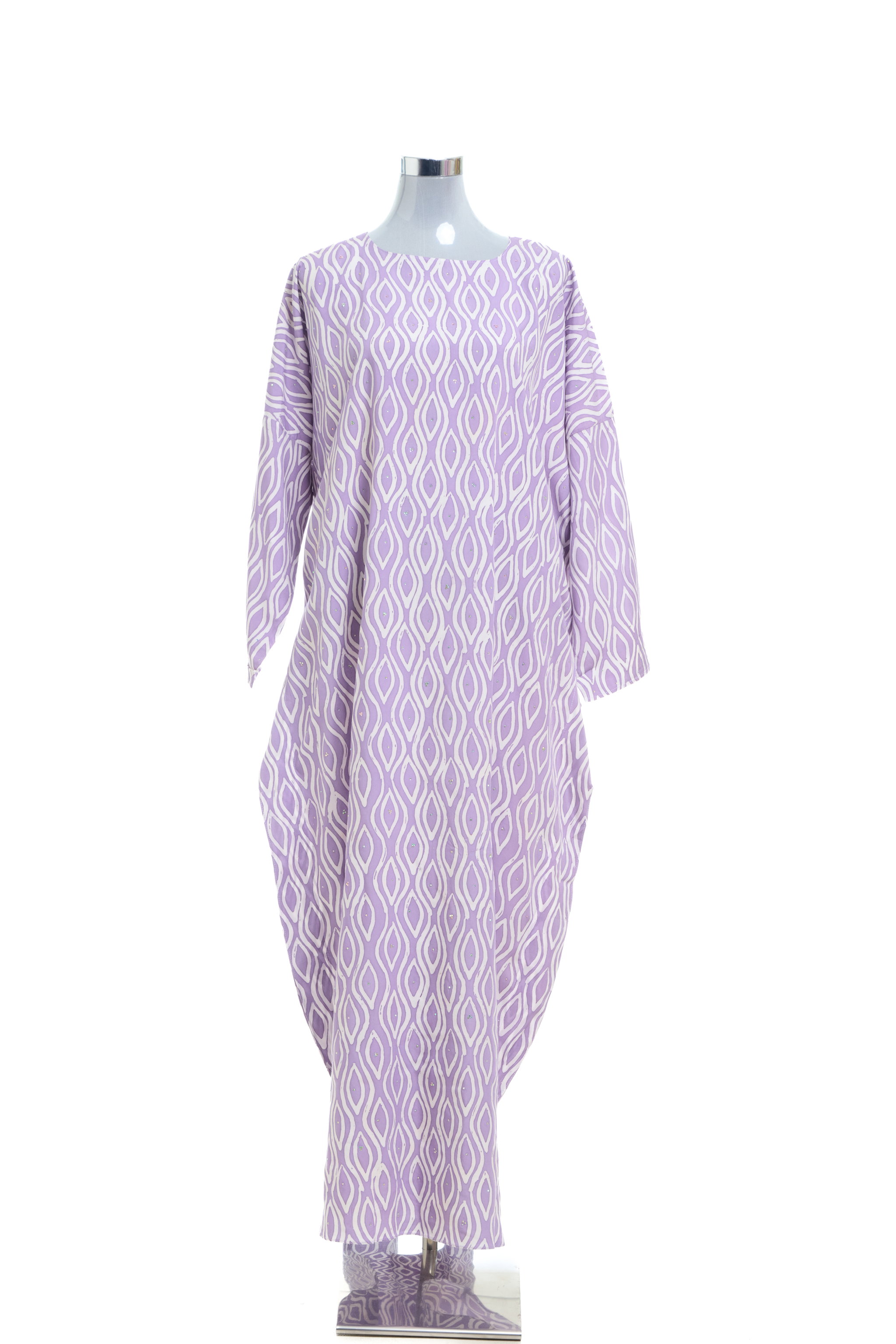 KAFTAN ABAYA DAUN WITH DIAMANTE CRYSTAL LONG SLEEVE  : PURPLE_1