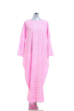KAFTAN ABAYA DAUN WITH DIAMANTE CRYSTAL LONG SLEEVE  : PINK