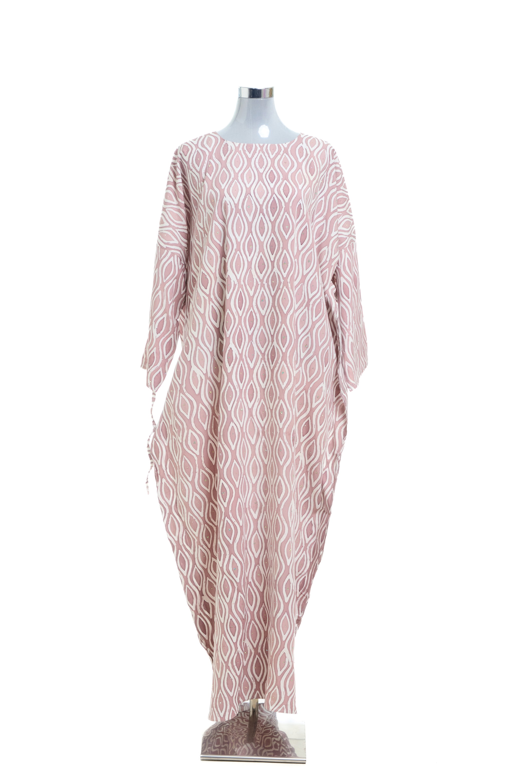 KAFTAN ABAYA DAUN WITH DIAMANTE CRYSTAL LONG SLEEVE  : BROWN_1
