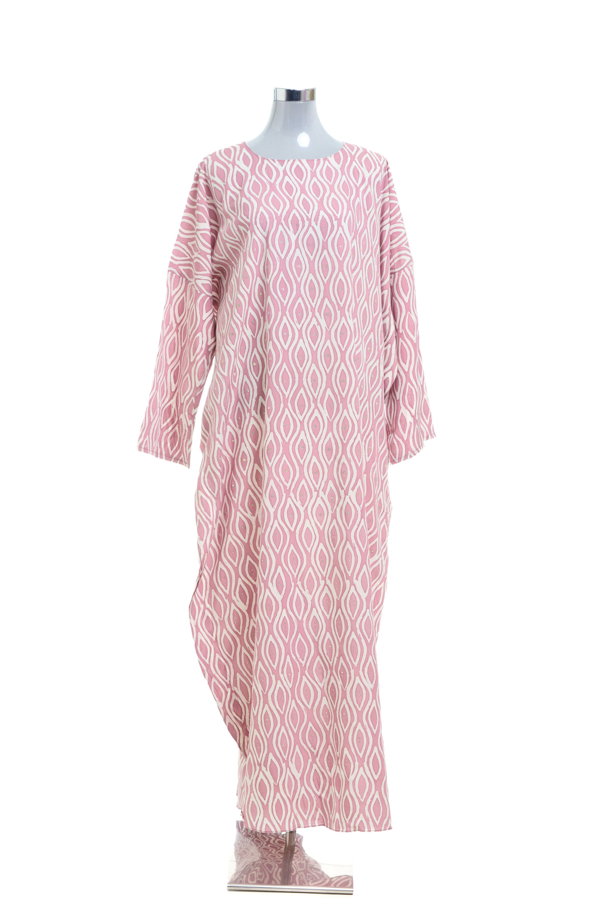 KAFTAN ABAYA DAUN WITH DIAMANTE CRYSTAL LONG SLEEVE  : PURPLE BELACAN_1