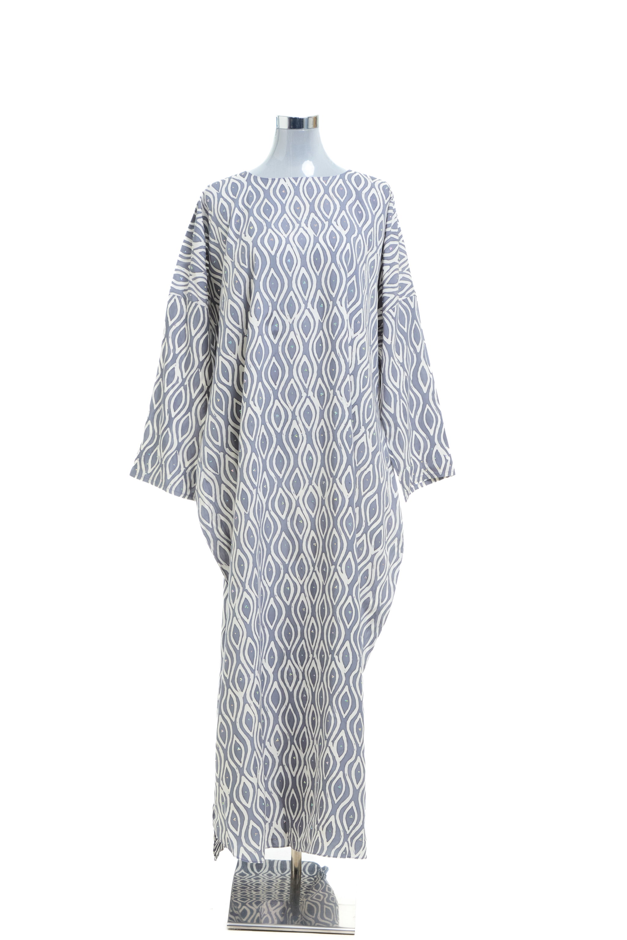 KAFTAN ABAYA DAUN WITH DIAMANTE CRYSTAL LONG SLEEVE  : DARK GREY_1
