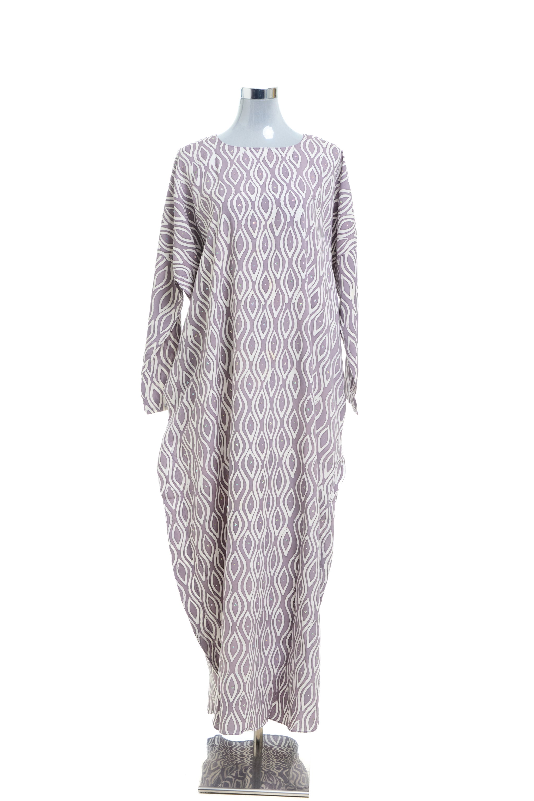 KAFTAN ABAYA DAUN WITH DIAMANTE CRYSTAL LONG SLEEVE  : GREY_1