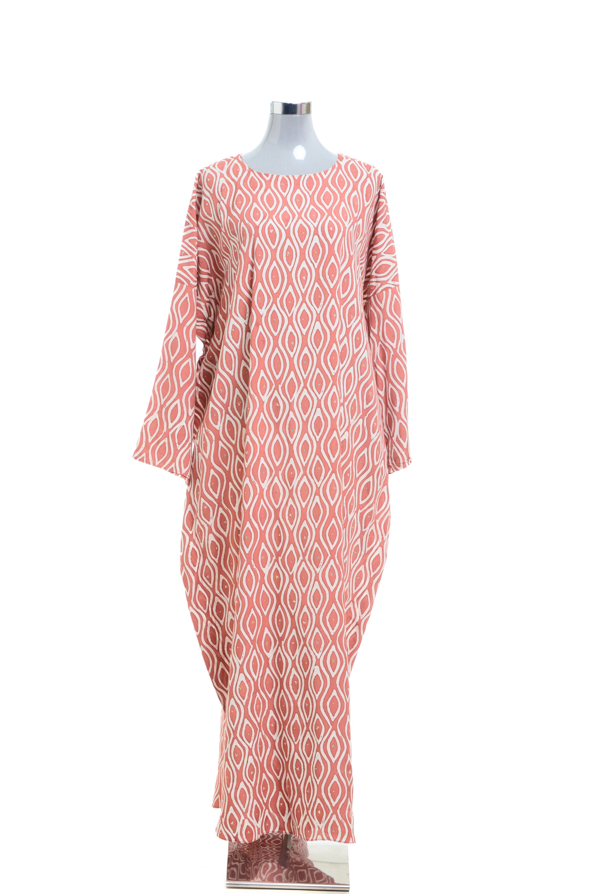 KAFTAN ABAYA DAUN WITH DIAMANTE CRYSTAL LONG SLEEVE  : BRICK BROWN_1