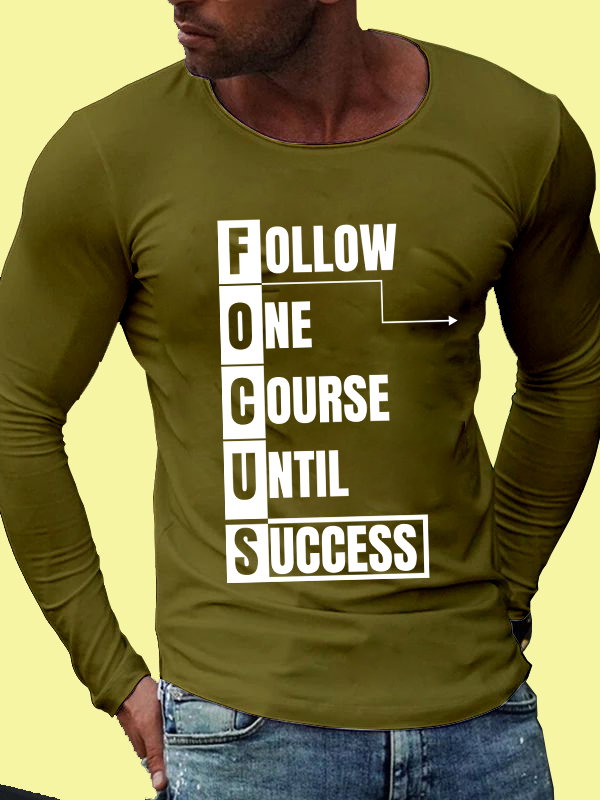 🏁 FOCUS: Follow One Course Until Success – Motivational Long-Sleeve Tee 