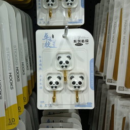 Lot de 3 crochets muraux adhésifs – Motif panda