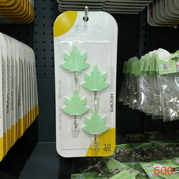Lot de 5 crochets muraux – Forme feuille verte