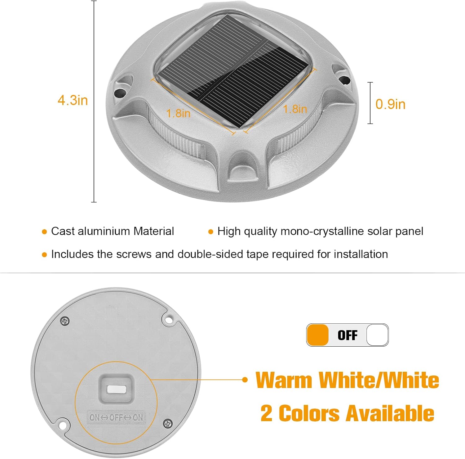 Extra Heavy Duty Solar Driveway Lights - 4 Pcs [2-in-1 Color]_5