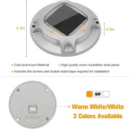 Extra Heavy Duty Solar Driveway Lights - 4 Pcs [2-in-1 Color]