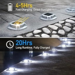 Extra Heavy Duty Solar Driveway Lights - 4 Pcs [2-in-1 Color]