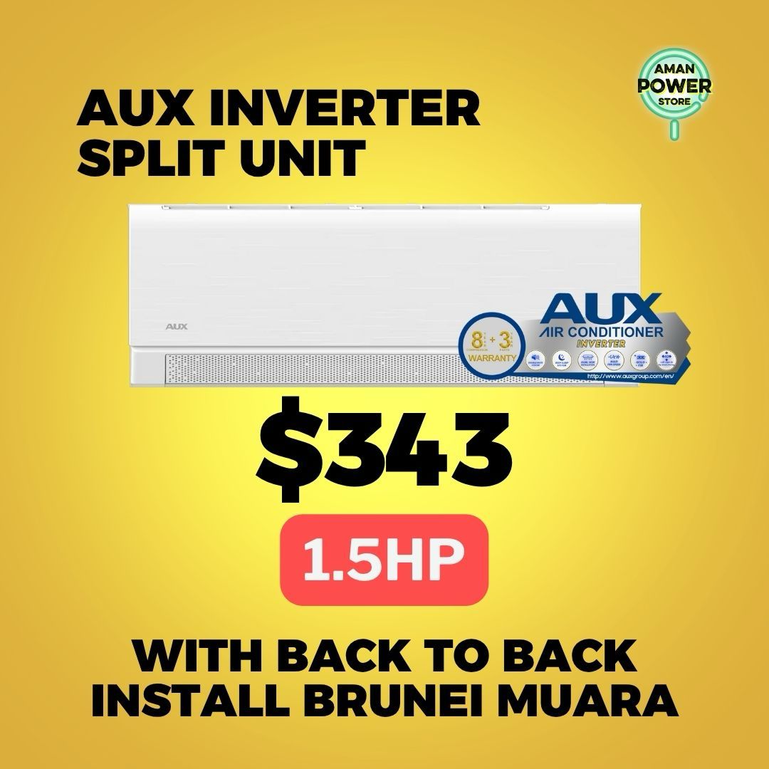 AUX 1.5HP INVERTER SPLIT UNIT WITH BACK TO BACK INSTALLATION BRUNEI MUARA