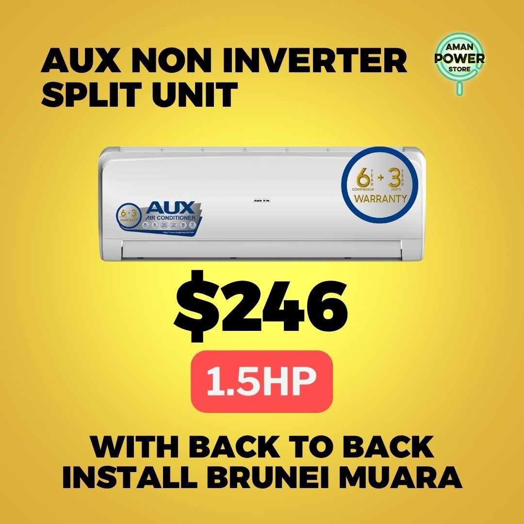 AUX 1.5HP NON-INVERTER SPLIT UNIT WITH BACK TO BACK INSTALLATION BRUNEI MUARA