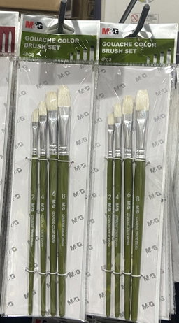 🖌️ Lot de 4 Pinceaux M&G – Spécial Gouache & Aquarelle