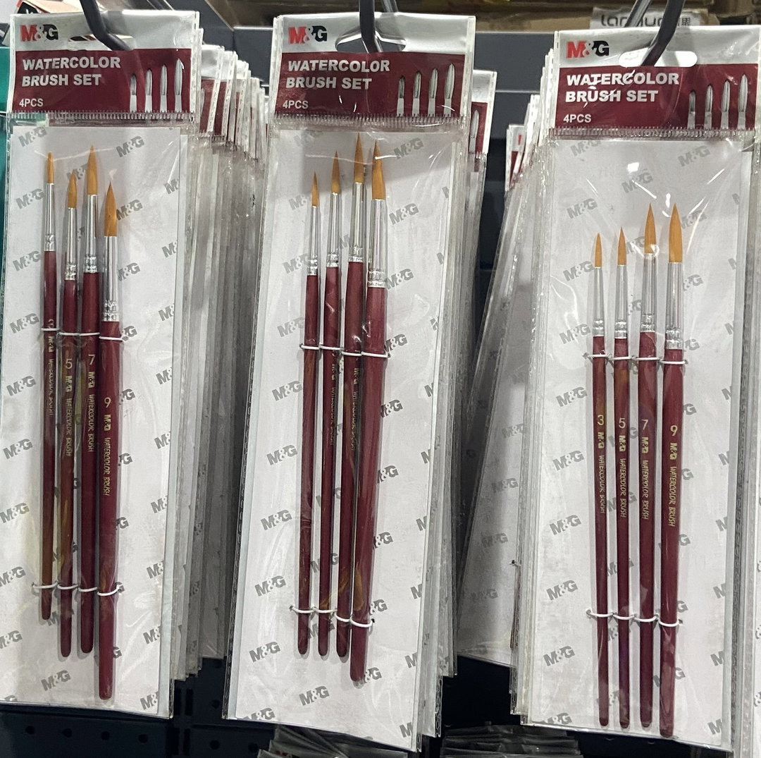 🎨 M&G – Set de 4 Pinceaux Watercolor Professionnels