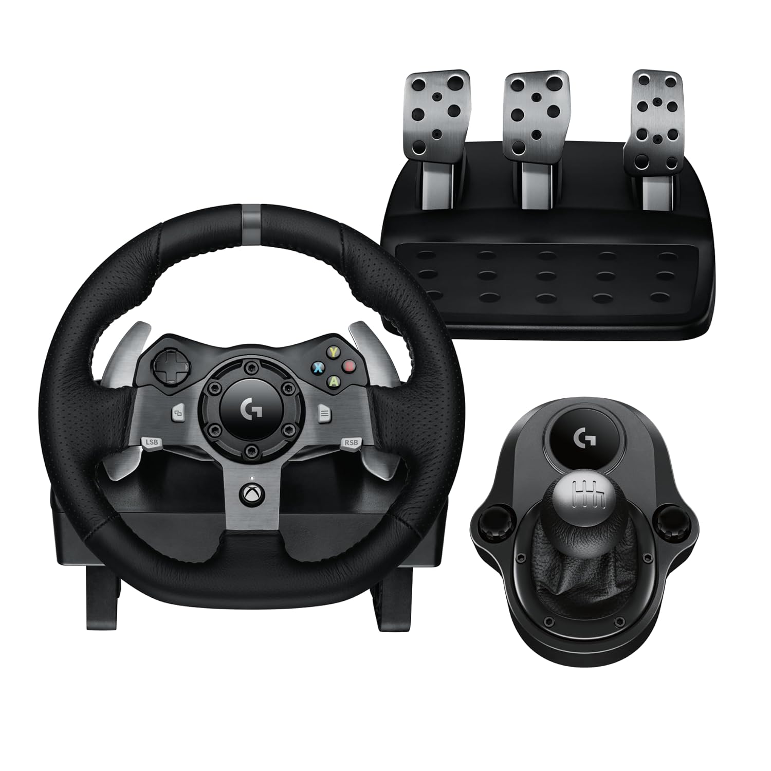 Volante e pedais de corrida Logitech G920 Driving Force, Force Feedback + câmbio Logitech G Driving Force - Xbox Series X | S, Xbox One e PC, Mac - Preto_0