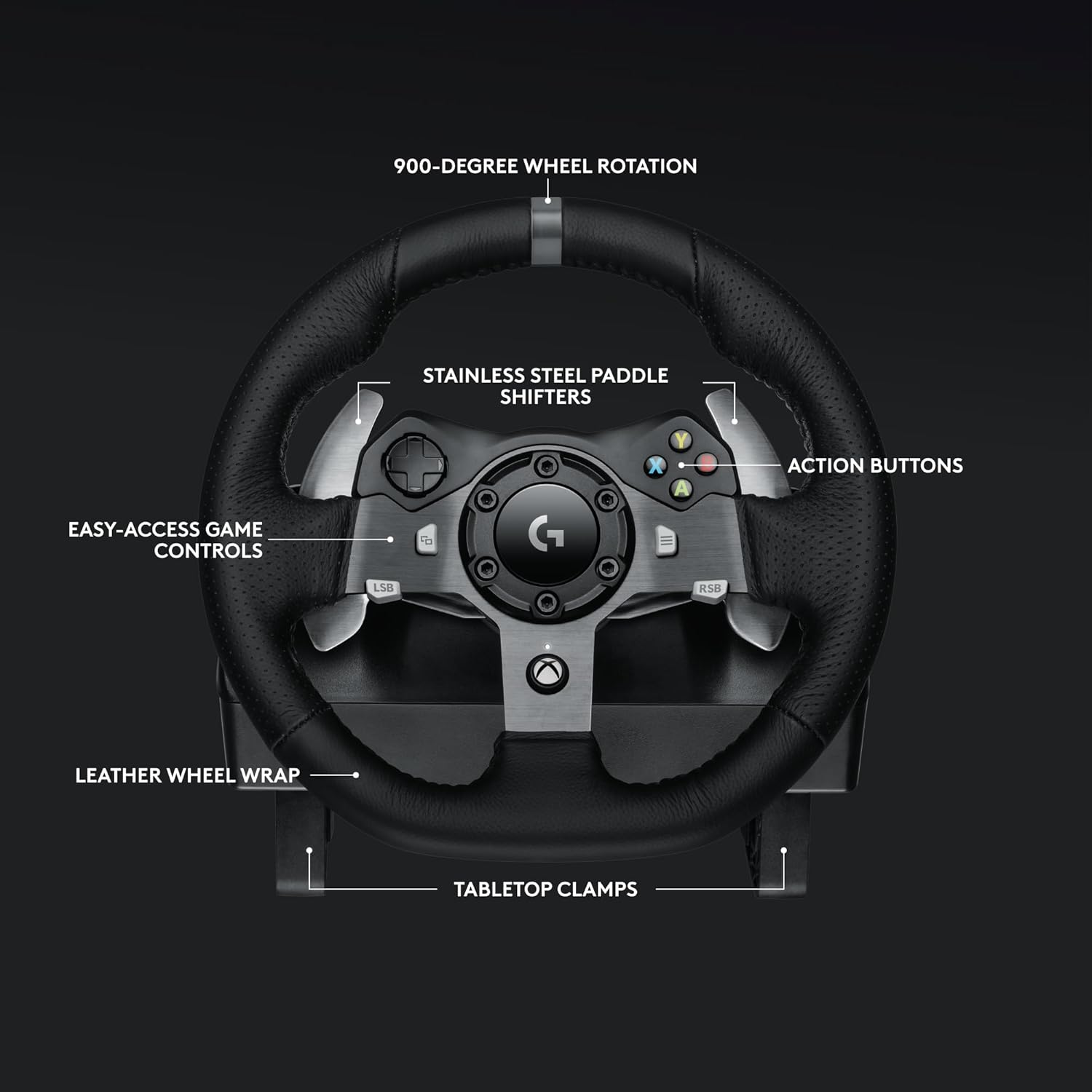 Volante e pedais de corrida Logitech G920 Driving Force, Force Feedback + câmbio Logitech G Driving Force - Xbox Series X | S, Xbox One e PC, Mac - Preto_2