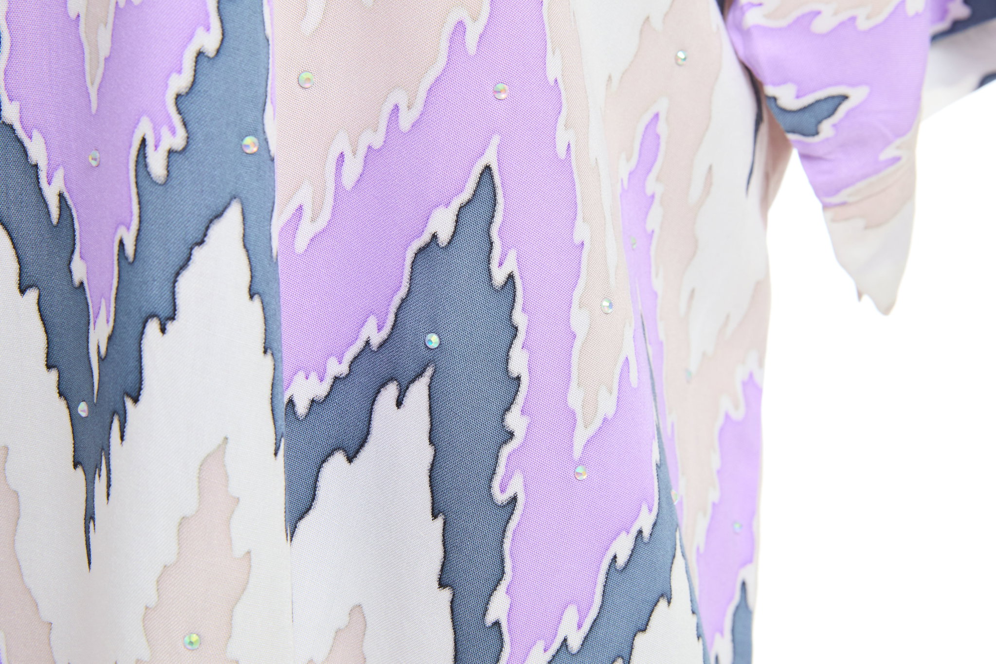 KAFTAN ZIGZAG WITH DIAMANTE CRYSTAL 3/4 SLEEVE  : LILAC CREAM_2