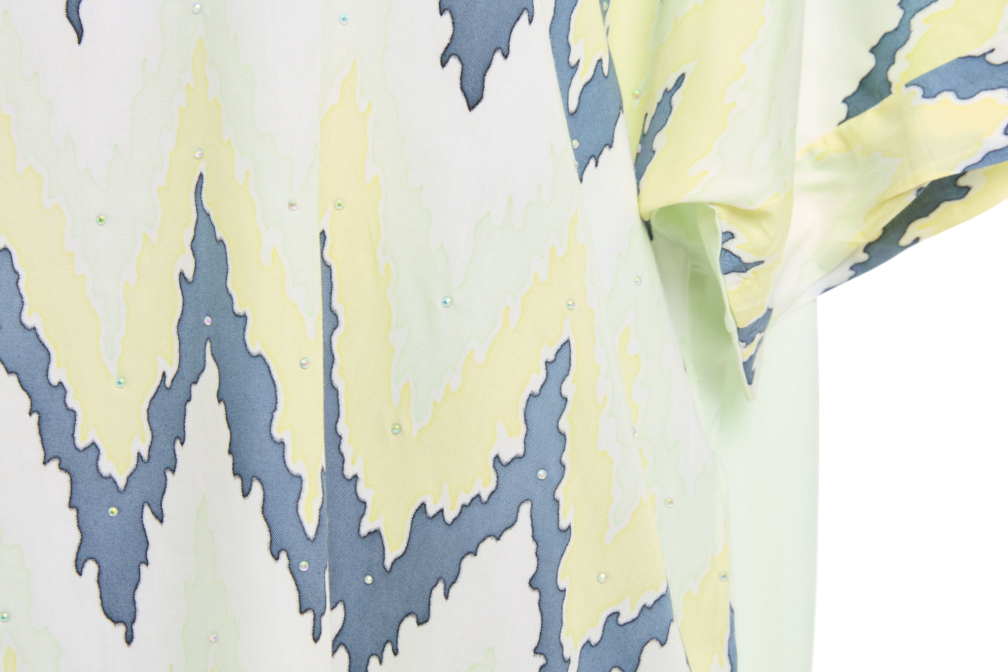 KAFTAN ZIGZAG WITH DIAMANTE CRYSTAL 3/4 SLEEVE  : YELLOW_2