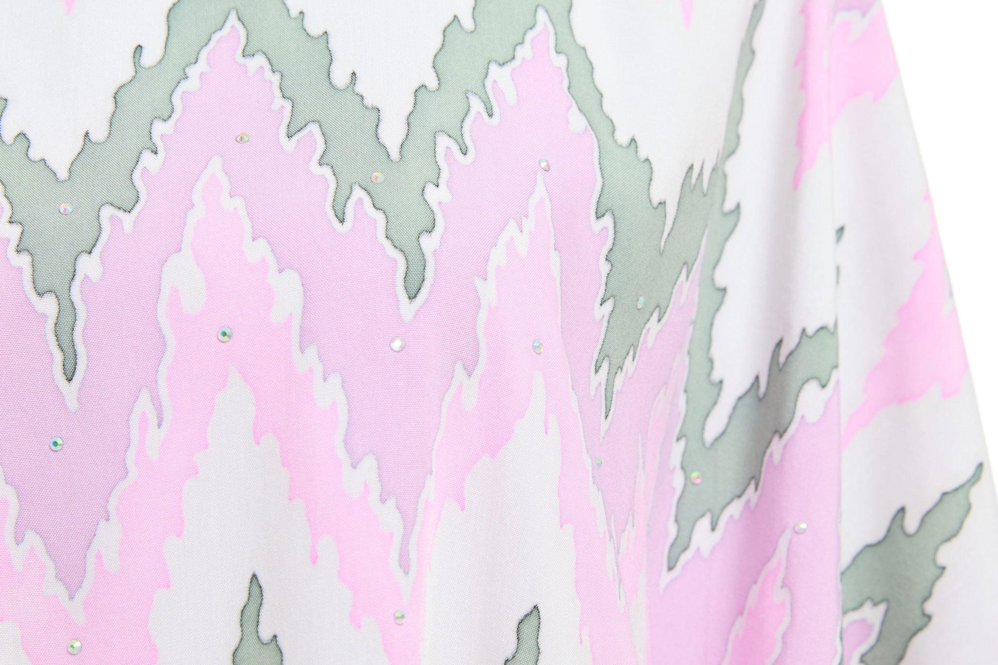 KAFTAN ZIGZAG WITH DIAMANTE CRYSTAL 3/4 SLEEVE  : PINK_2