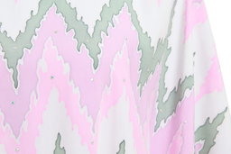 KAFTAN ZIGZAG WITH DIAMANTE CRYSTAL 3/4 SLEEVE  : PINK