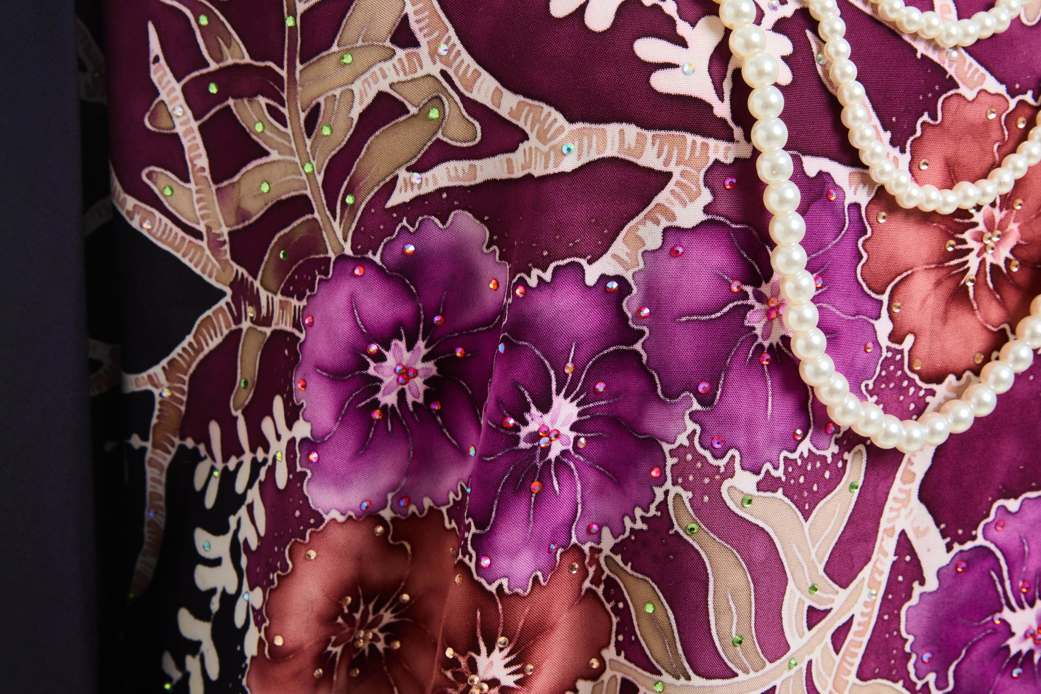 KAFTAN ABAYA WITH DIAMANTE CRYSTAL LONG BATWING SLEEVE  : PURPLE_3