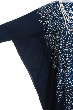 KAFTAN ABAYA WITH DIAMANTE CRYSTAL LONG BATWING SLEEVE  : NAVY BLUE