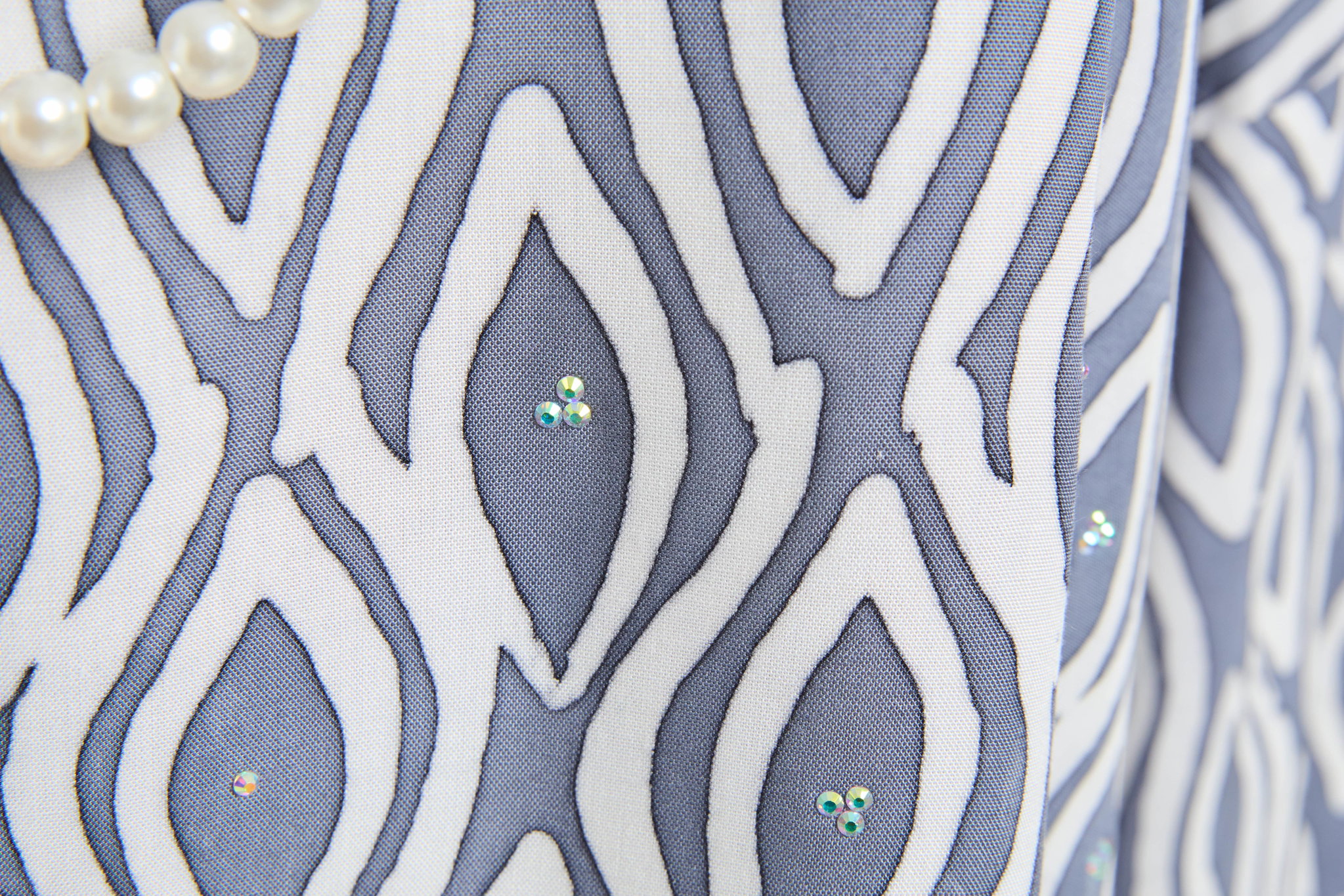 KAFTAN ABAYA DAUN WITH DIAMANTE CRYSTAL LONG SLEEVE  : DARK GREY_2