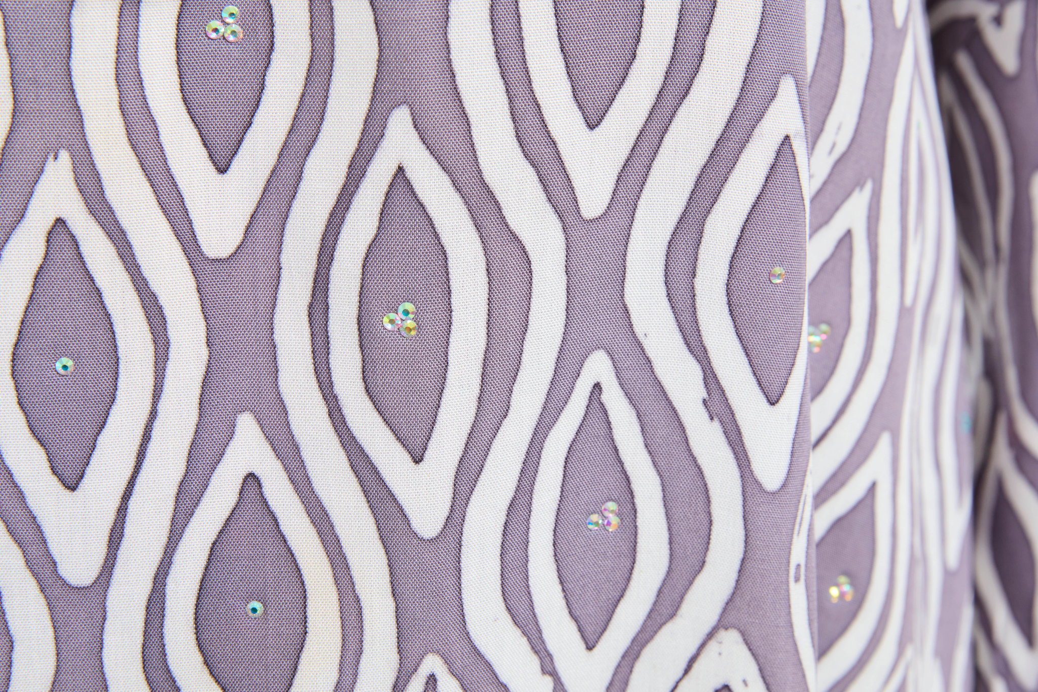 KAFTAN ABAYA DAUN WITH DIAMANTE CRYSTAL LONG SLEEVE  : GREY_2
