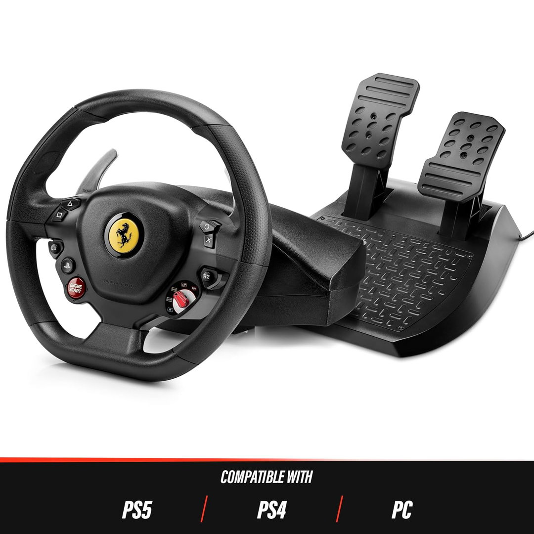 Volante de corrida Thrustmaster T80 Ferrari 488 GTB Edition (compatível com PS5, PS5 Pro, PS4 e PC) ( Recondicionado)