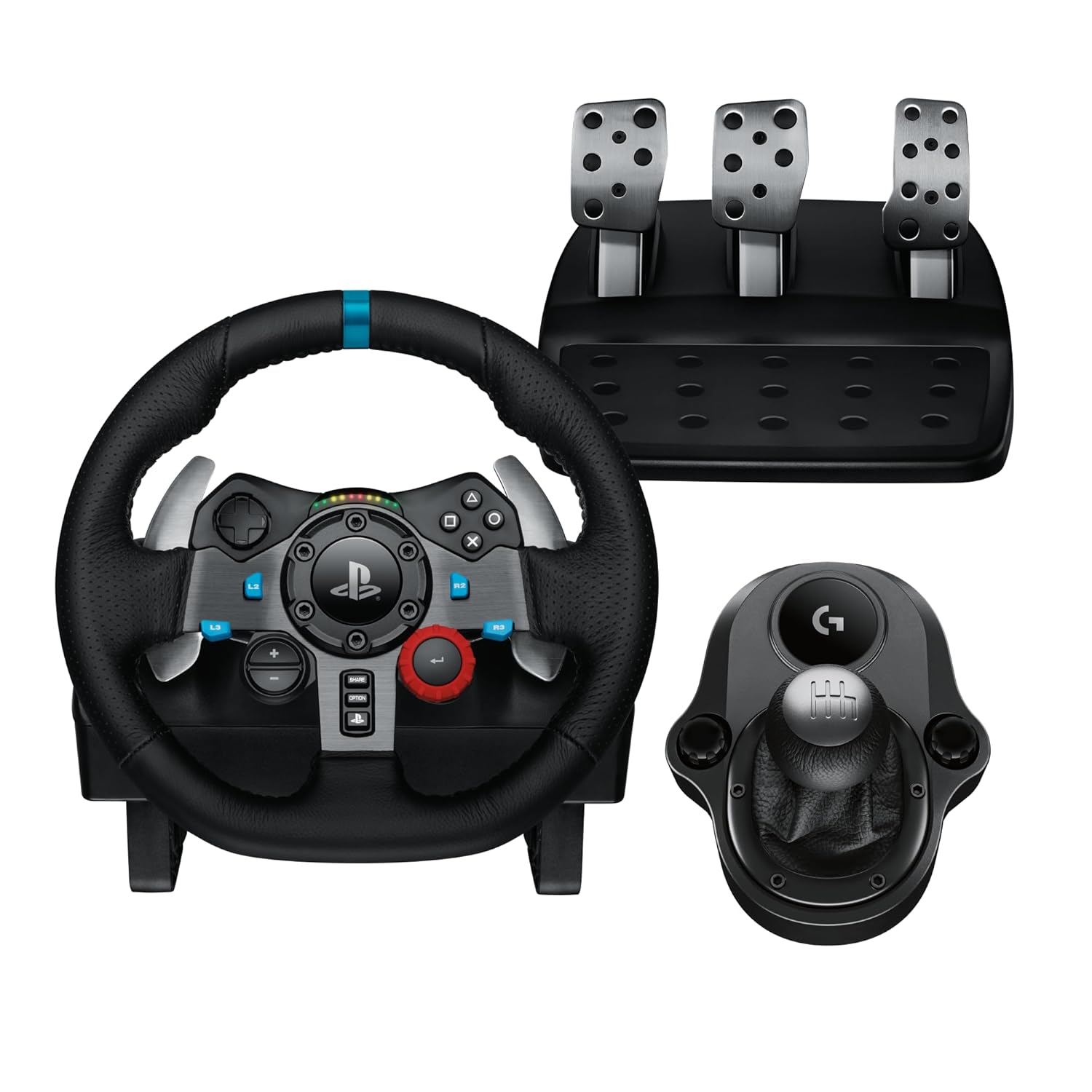 Volante e pedais de corrida Logitech G29 Driving Force, Force Feedback, couro legítimo + câmbio Logitech G Driving Force - para PS5, PS4 e PC, Mac - Usado (Importado da Europa)_0