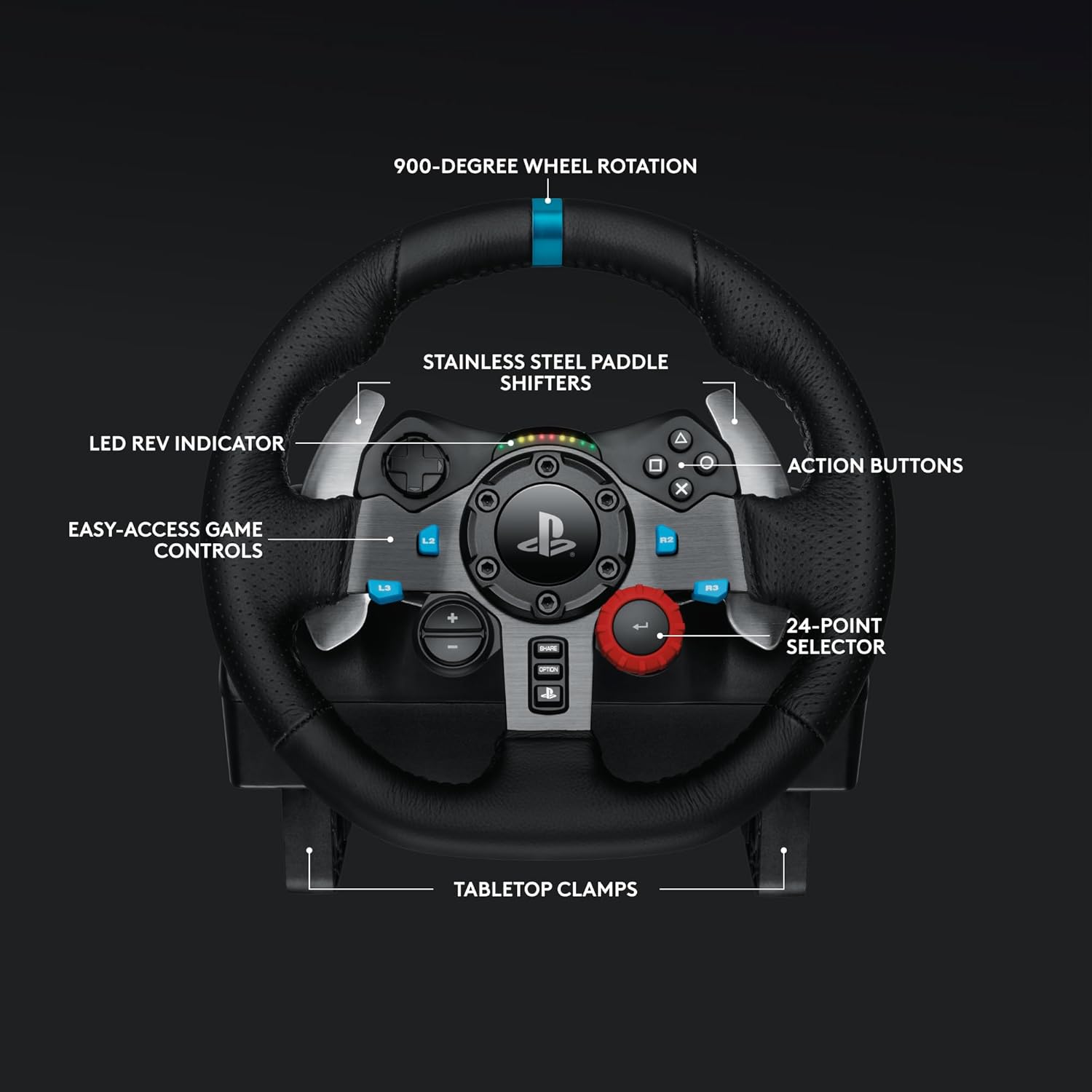 Volante e pedais de corrida Logitech G29 Driving Force, Force Feedback, couro legítimo + câmbio Logitech G Driving Force - para PS5, PS4 e PC, Mac - Usado (Importado da Europa)_3